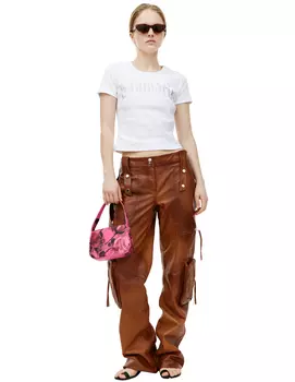 Brown leather cargo trousers