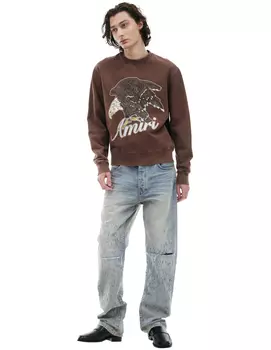Коричневый свитшот с принтом