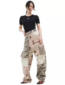 Брюки карго в технике пэчворк