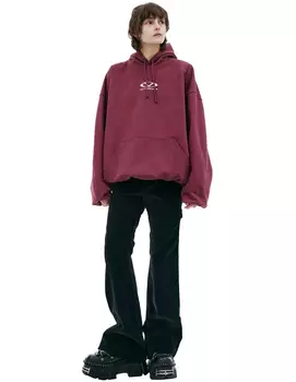 Burgundy print hoodie