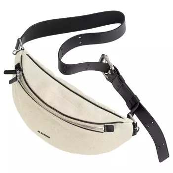 Canvas belt bag with leather piping