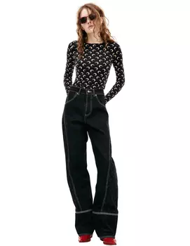 Black monoprint jeans