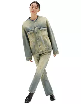 Джинсовая куртка без воротника