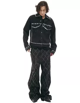 Denim jacket with contrasting seams