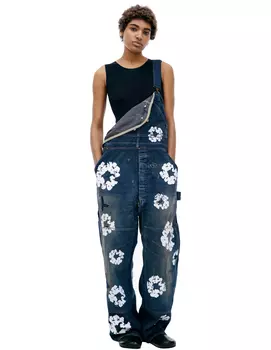 Denim jumpsuit with flowers