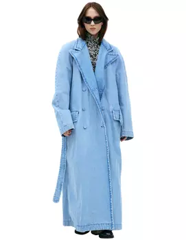 Denim trench coat with belt