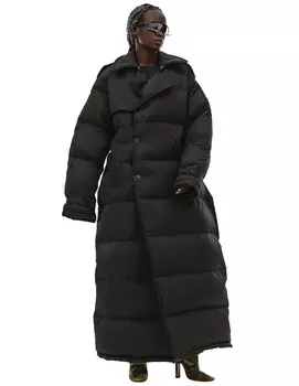 Длинный пуховик с поясом