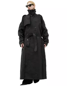 Double-breasted trench coat with belt