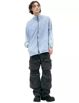 Denim jacket with high collar