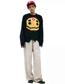 Embroidered knit sweater