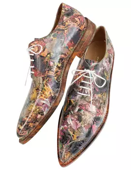 Floral print leather shoes