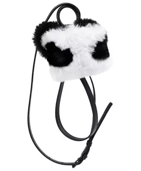 Fluffy panda airpods case with strap