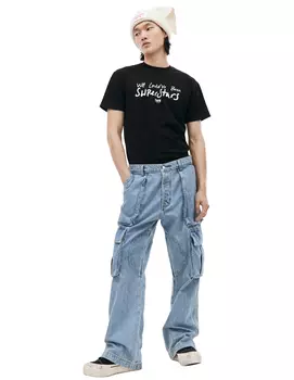 Голубые джинсы карго