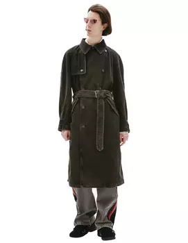 Grey denim trench coat