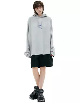 Grey print hoodie