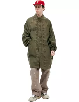 Khaki parka with zipper