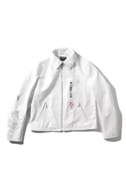 Hieroglyphic leather jacket