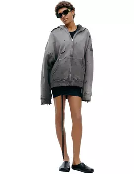 Hoodie with ripped effect