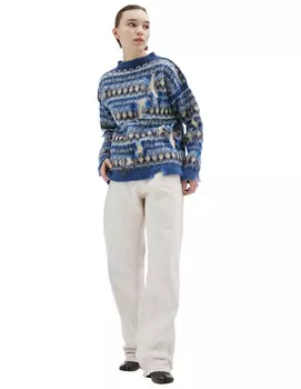 Intarsia distressed sweater