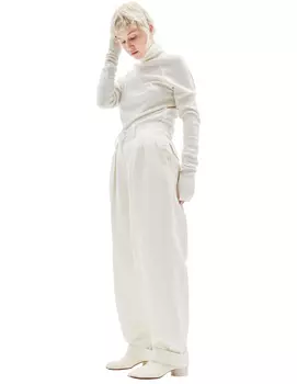 Ivory Linen &amp; Cotton Baggy Trousers