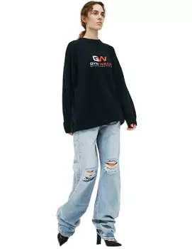 Black Cashmere Gym Wear Sweater