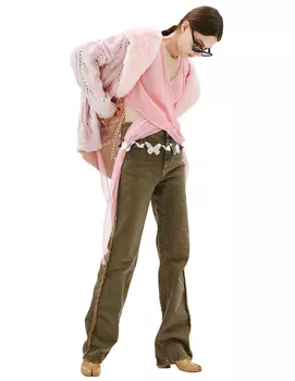 Кhaki fringed jeans