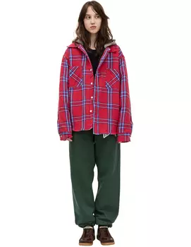 Hooded plaid shirt
