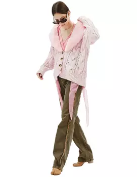 Вязаный кардиган со съемным воротником