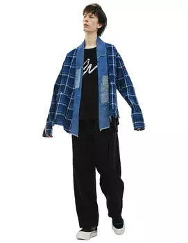 Комбинированная рубашка-кимоно