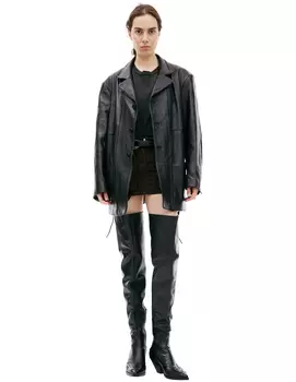 Кожаная куртка с накладными карманами