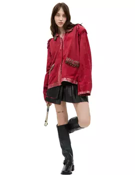 Red jacket with pins