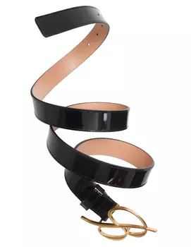 Лакированный ремень с металлической пряжкой