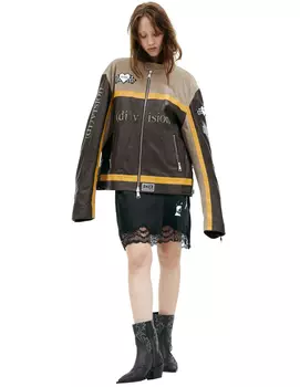 Leather jacket with logo