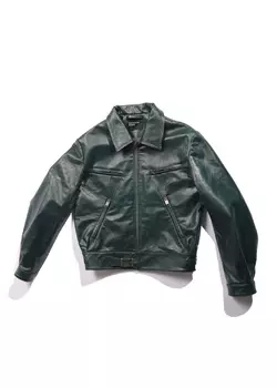 Leather jacket with zipper