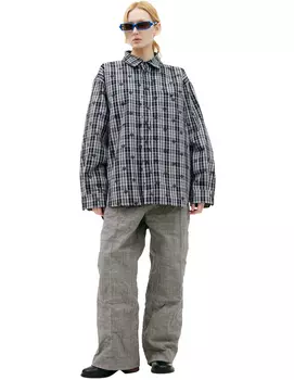 Logo Embroidered plaid shirt