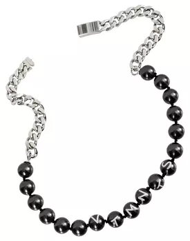 Logo-print pearl necklace