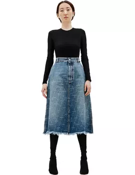 Logo Printed Denim Skirt