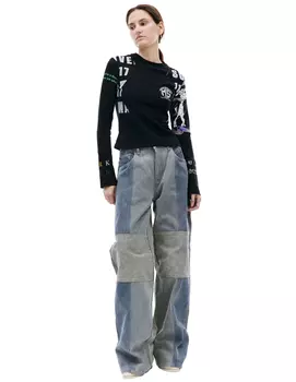 Лонгслив пэчворк с принтами