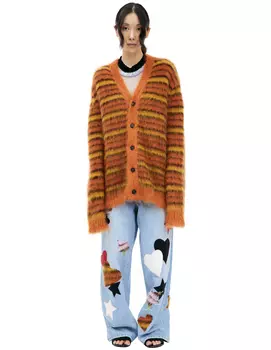 Оранжевый кардиган в полоску