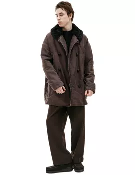 Пальто с воротником из овчины