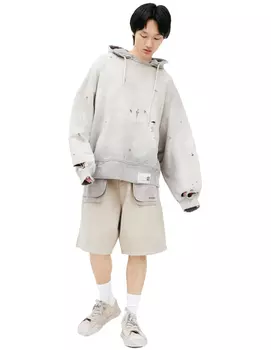 Рваное худи с вышивкой