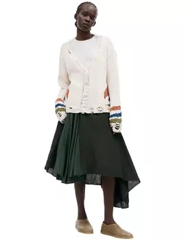 Рваный кардиган с контрастными полосками