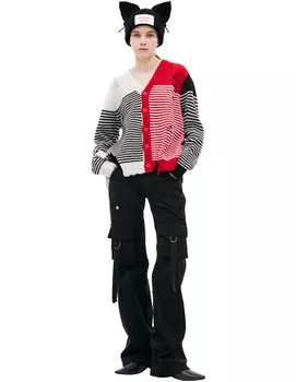 Рваный кардиган в полоску