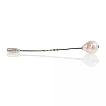 Серебряная брошь с жемчужиной