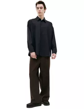 Шерстяная рубашка с накладными карманами