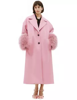 Wool coat with fur