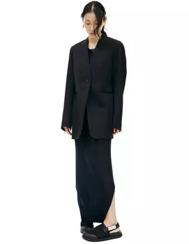 Wool blazer with one button