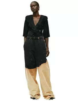 Широкие двухцветные брюки