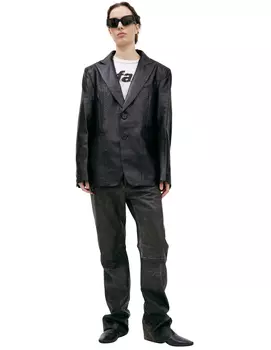 Single-breasted leather blazer