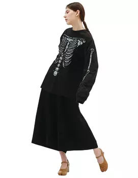 Skull shirring embroidery longsleeve
